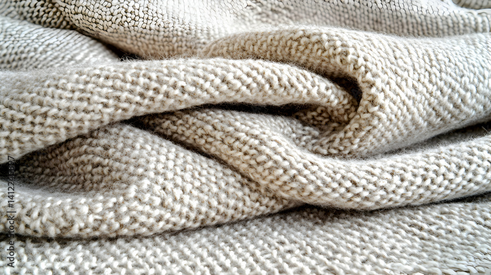 Fototapeta premium Closeup Beige Knitted Fabric Texture Detail