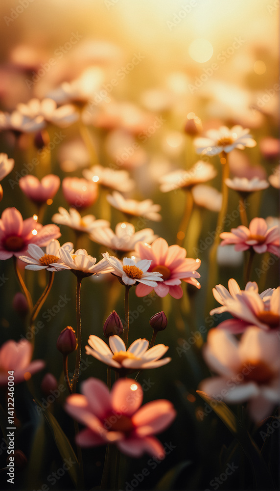 Delicate Daisies in Sunrise Light