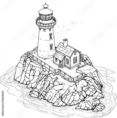 Cape Cod style Studio isometric design, Cape Cod style Studio vector graphic