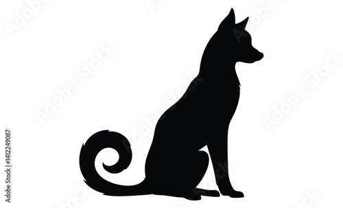 Jackal silhouette, Wild canine vector, Line art jackal illustration