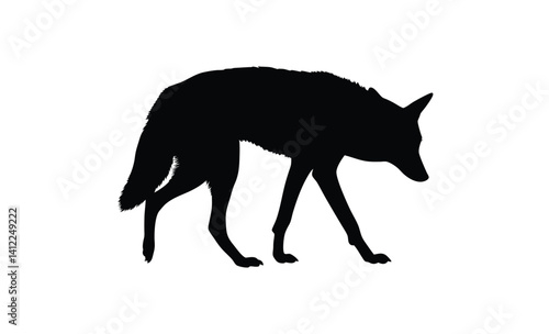 Jackal silhouette, Wild canine vector, Line art jackal illustration