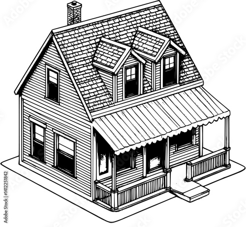 Cape Cod style Store isometric design, Cape Cod style Store vector illustration