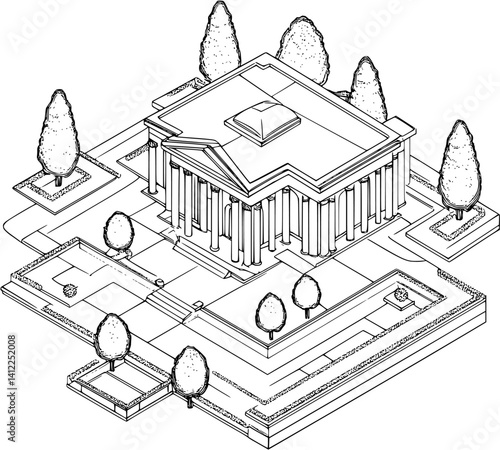 Contemporary style Museum isometric design, Contemporary style Museum vector illustration