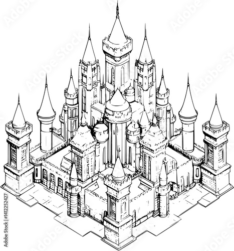 Gothic style Castle isometric design, Gothic style Castle vector illustration