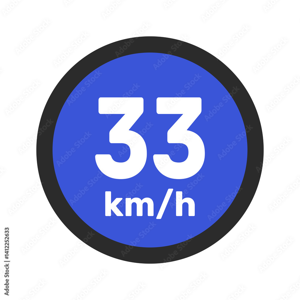 Speed limit sign 33 km h icon vector illustration sign background Speed limit sign 33 km h icon vector illustration sign background
