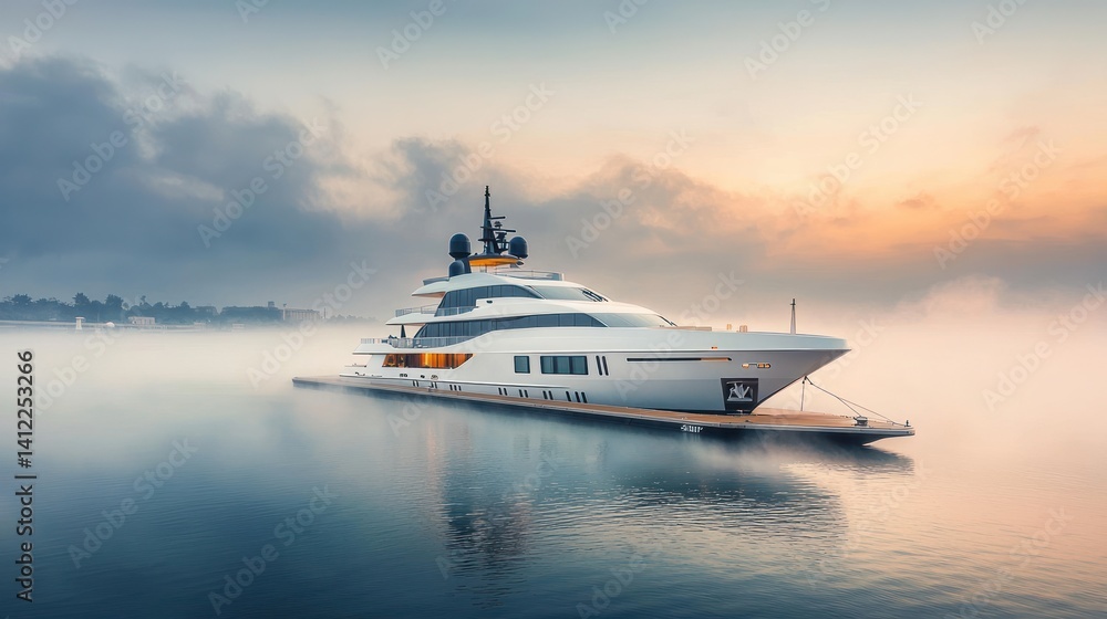 Luxurious yacht at sunrise Luxurious yacht at sunrise