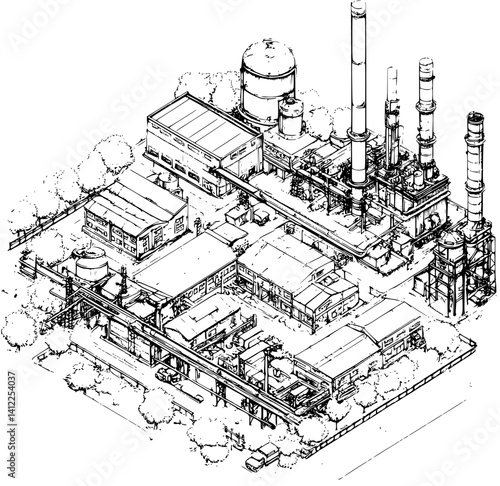 Victorian style Factory isometric design, Victorian style Factory vector illustration