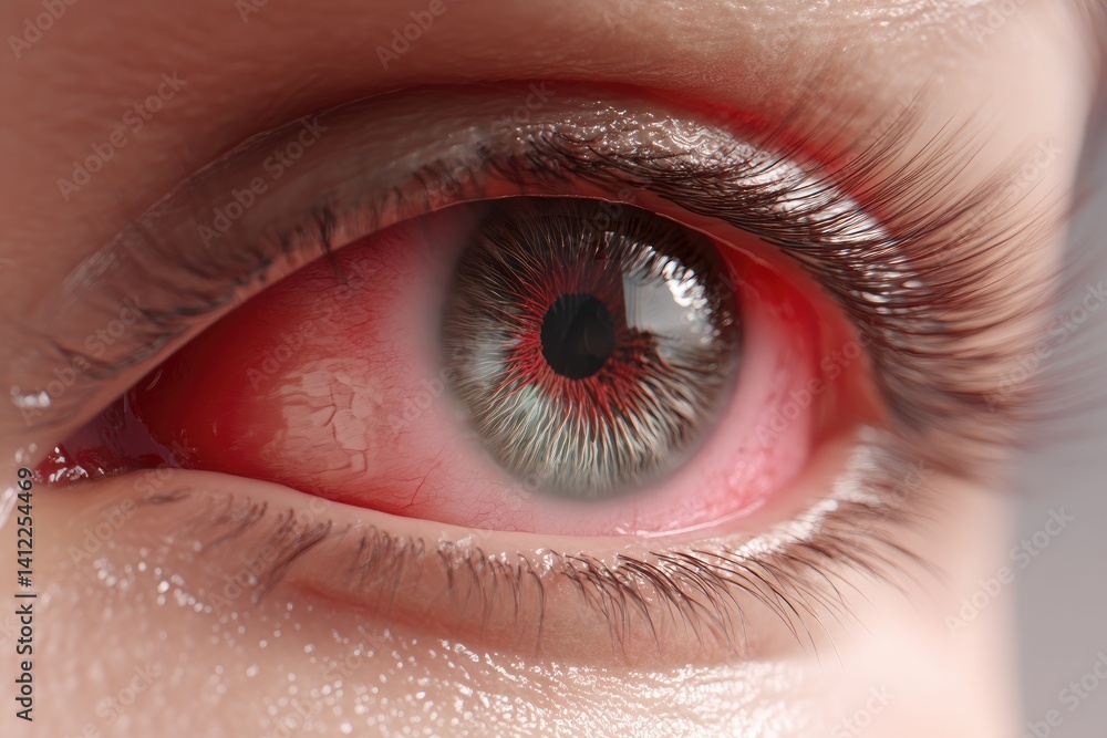 Obraz premium Inflamed Eye: Close-up Macro Shot with Intense Redness