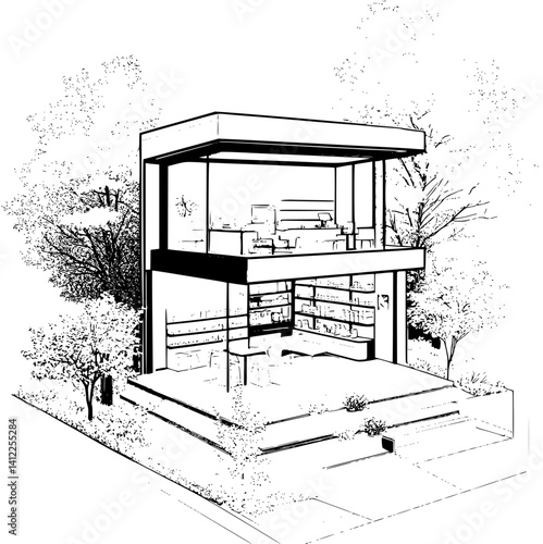 Contemporary style Retail store isometric design, Contemporary style Retail store illustration art