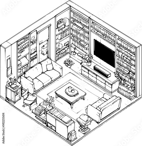 Craftsman style Studio isometric design, Craftsman style Studio illustration art