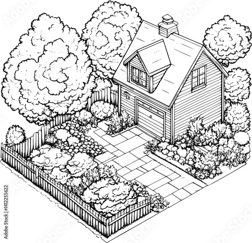 Farmhouse style Barn isometric design, Farmhouse style Barn illustration art