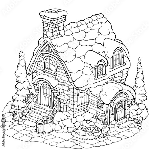 Farmhouse style Sugar shack isometric design, Farmhouse style Sugar shack illustration art