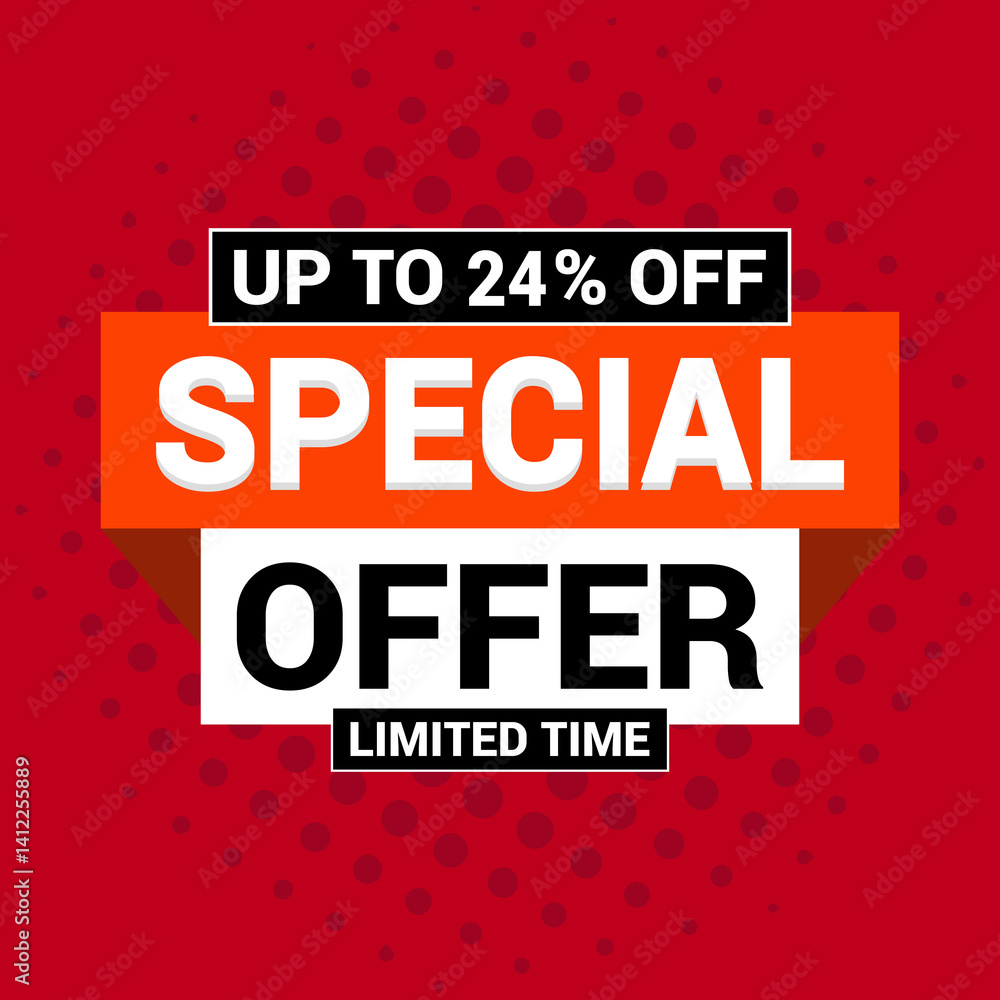 Special 24% offer vector icon design template Limited time special offer banner for marketing promotion Special 24% offer vector icon design template Limited time special offer banner for marketing promotion