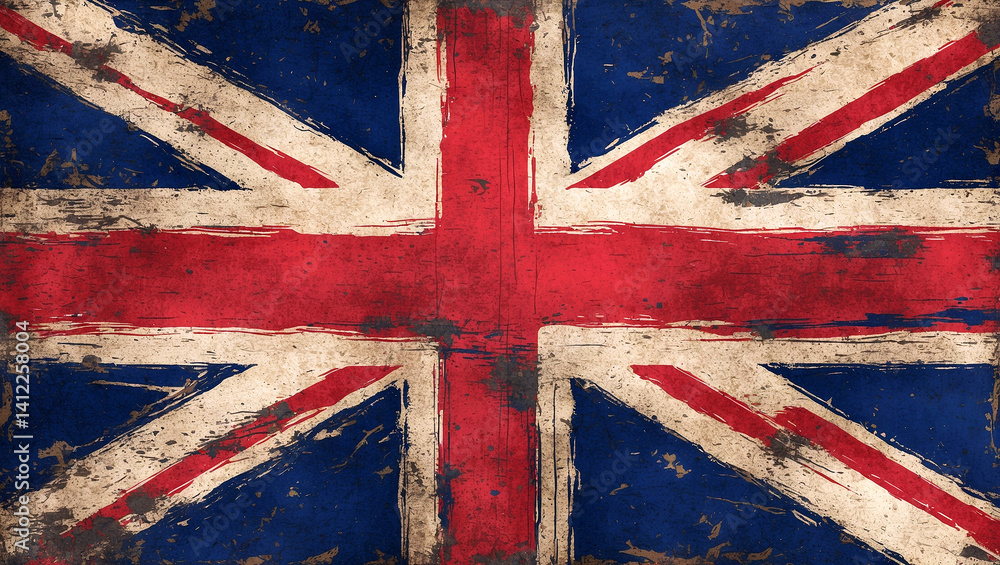 Fototapeta premium Distressed union jack flag with vintage texture