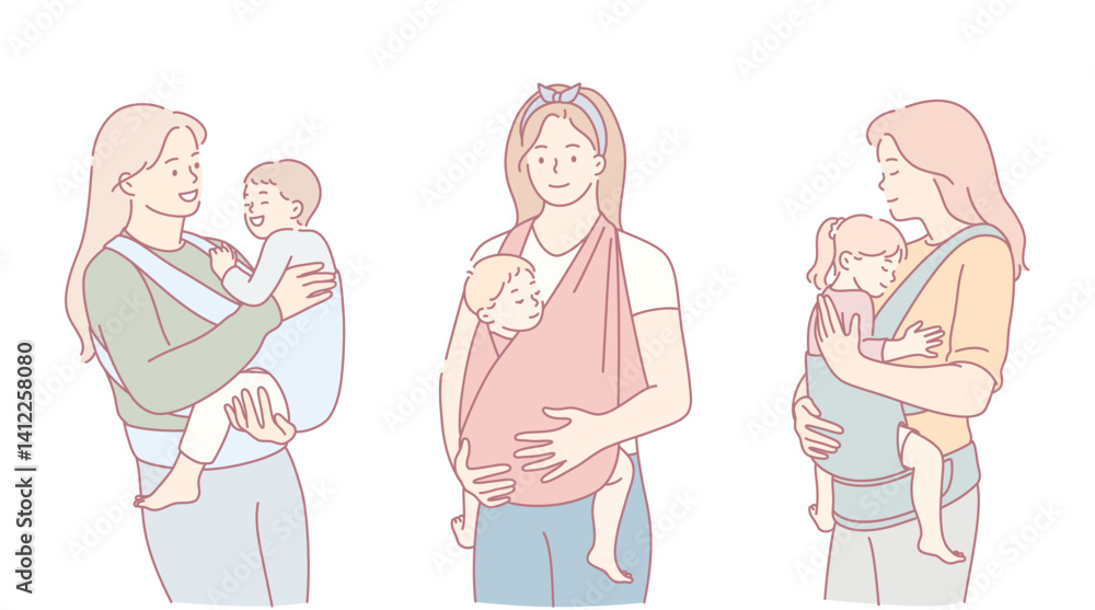 Explore various baby wearing styles for comfort and bonding experiences between parents and their child Explore various baby wearing styles for comfort and bonding experiences between parents and their child