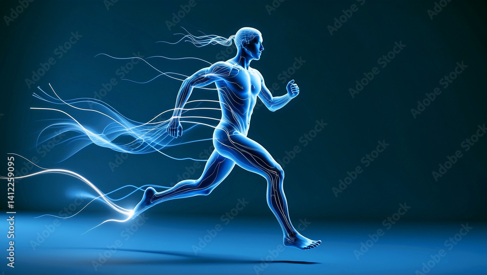 Obraz premium Dynamic energy flow in human body silhouette