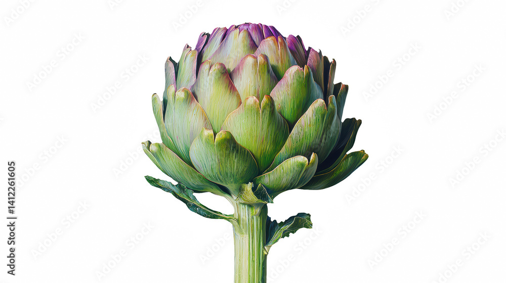 Fototapeta premium a large artichoke flower on a transparent background, PNG image, PNG file, Generative art.