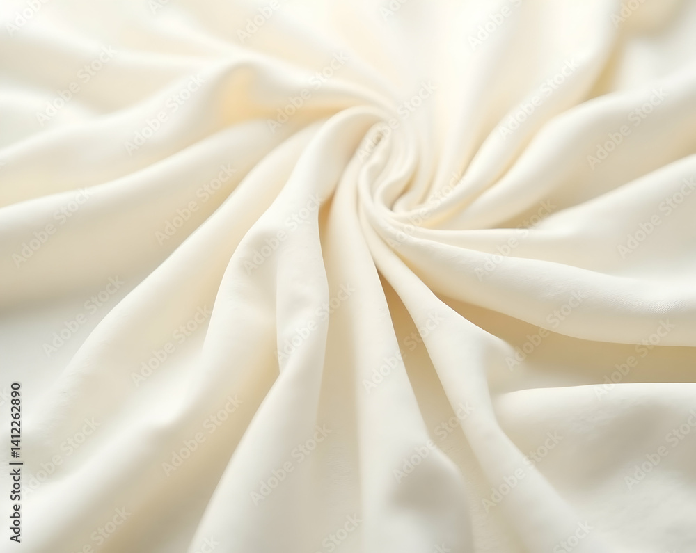 Fototapeta premium Elegant ivory fabric with soft flowing folds, creating a luxurious and serene texture for backgrounds and design elements in fashion and interiors