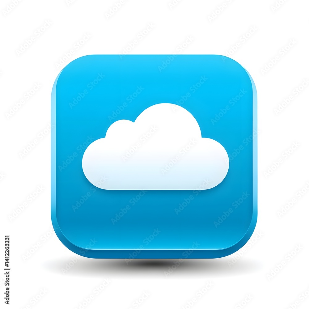 Blue Square Cloud Icon Button Digital Technology Interface Blue Square Cloud Icon Button Digital Technology Interface