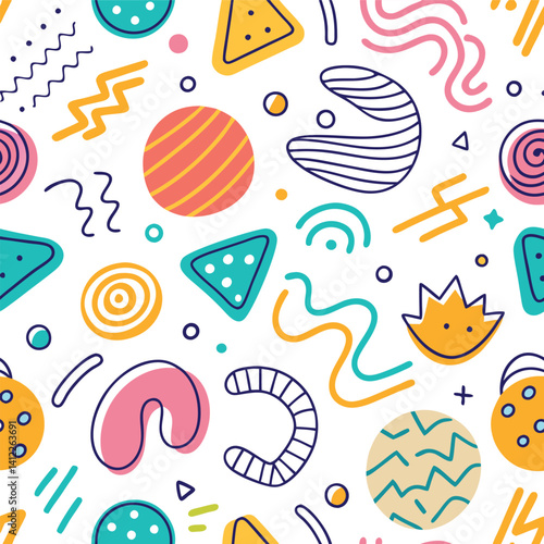Abstract pattern with colorful shapes and lines