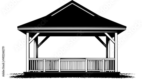 Silhouette of Craftsman style Pavilion design, Craftsman style Pavilion vector graphic