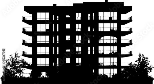 Silhouette of Mid-Century Modern style House design, Mid-Century Modern style House vector graphic