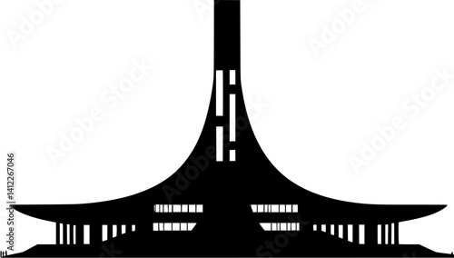 Silhouette of Mid-Century Modern style House design, Mid-Century Modern style House vector graphic