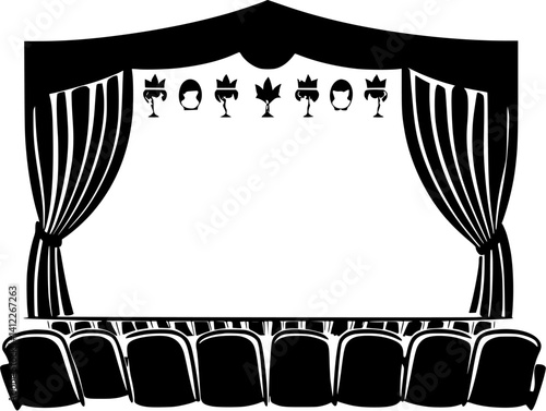 Silhouette of Mid-Century Modern style House design, Mid-Century Modern style House vector graphic