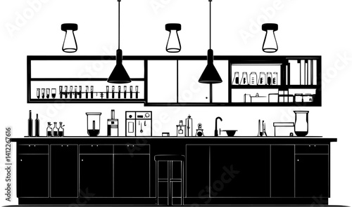 Silhouette of Modern style Laboratory design, Modern style Laboratory vector graphic