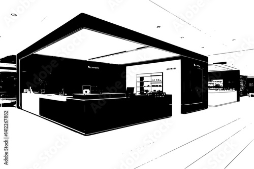 Silhouette of Modern style Retail space design, Modern style Retail space vector graphic