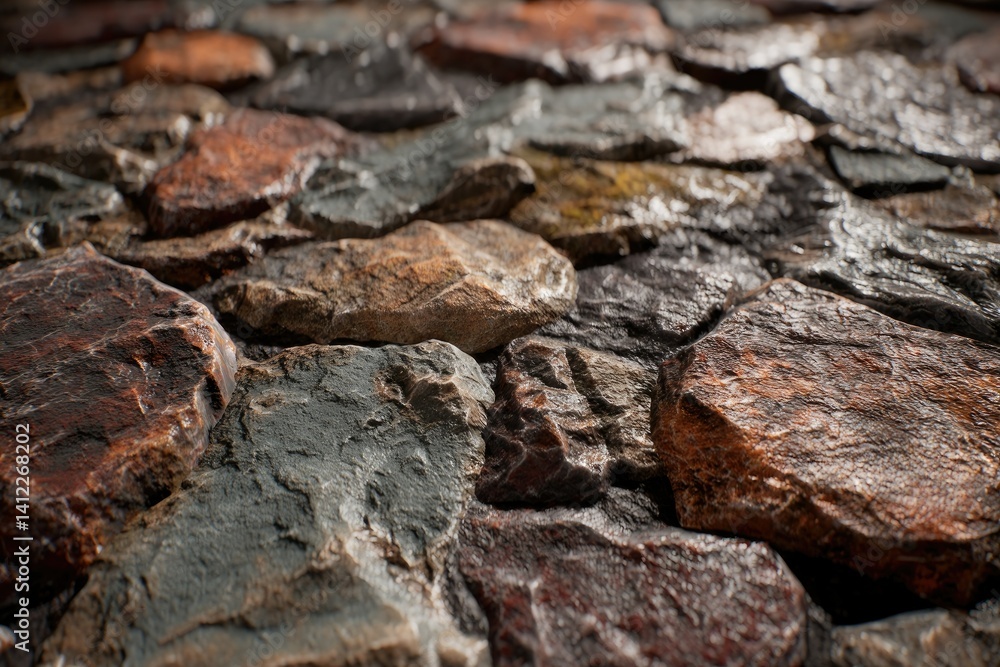 Rustic Stone Wall: A Textured, Earthy Close-Up Rustic Stone Wall: A Textured, Earthy Close-Up