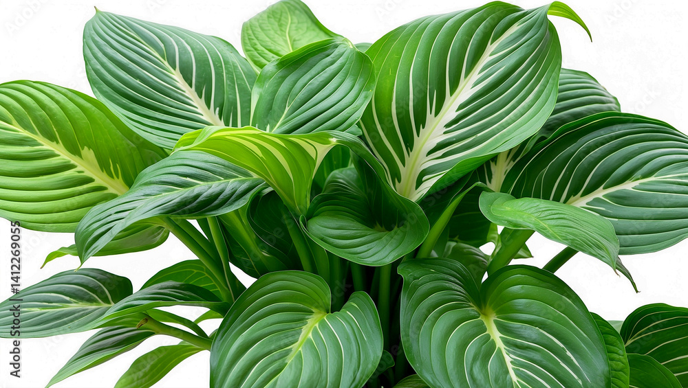 Obraz premium Fresh green leaves of hosta plant on white background