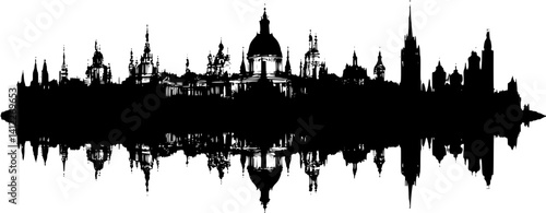 Silhouette of Baroque style City hall design, Baroque style City hall vector image