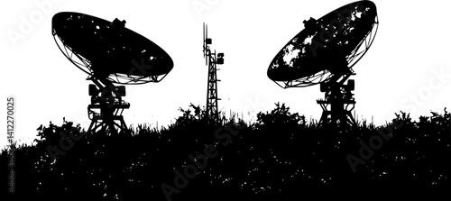 Silhouette of Contemporary style Broadcasting facility design, Contemporary style Broadcasting facility vector image