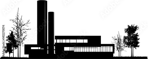 Silhouette of Contemporary style Clinic design, Contemporary style Clinic vector image