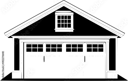 Silhouette of Craftsman style Garage design, Craftsman style Garage vector image