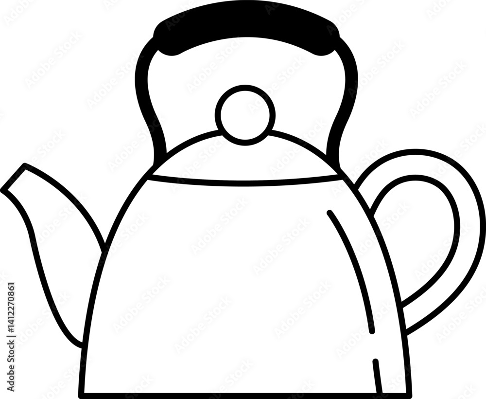 Obraz premium black and white icon of a tea kettle