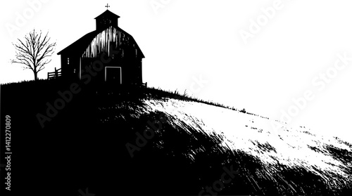 Silhouette of Farmhouse style Barn design, Farmhouse style Barn vector image