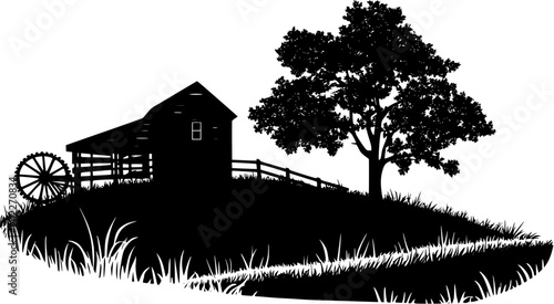 Silhouette of Farmhouse style Cider mill design, Farmhouse style Cider mill vector image