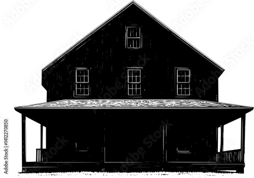 Silhouette of Farmhouse style Grange hall design, Farmhouse style Grange hall vector image