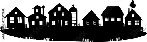 Silhouette of Farmhouse style Milk house design, Farmhouse style Milk house vector image