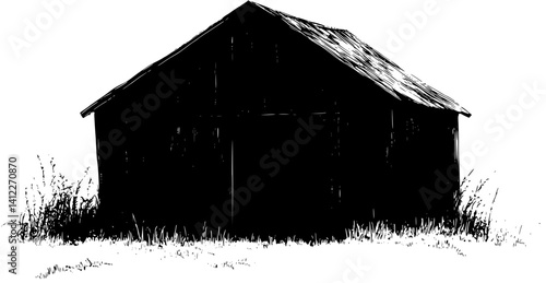 Silhouette of Farmhouse style Ice house design, Farmhouse style Ice house vector image