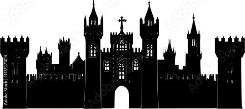Silhouette of Gothic style Castle design, Gothic style Castle vector image