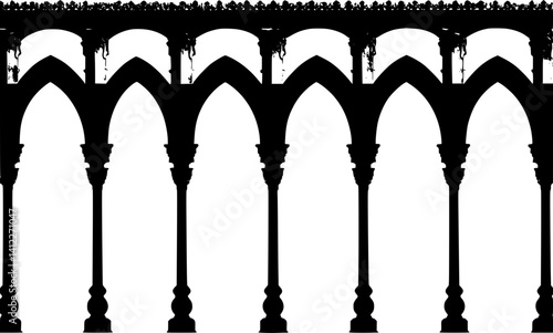 Silhouette of Gothic style Cloister design, Gothic style Cloister vector image