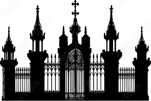 Silhouette of Gothic style Gate house design, Gothic style Gate house vector image
