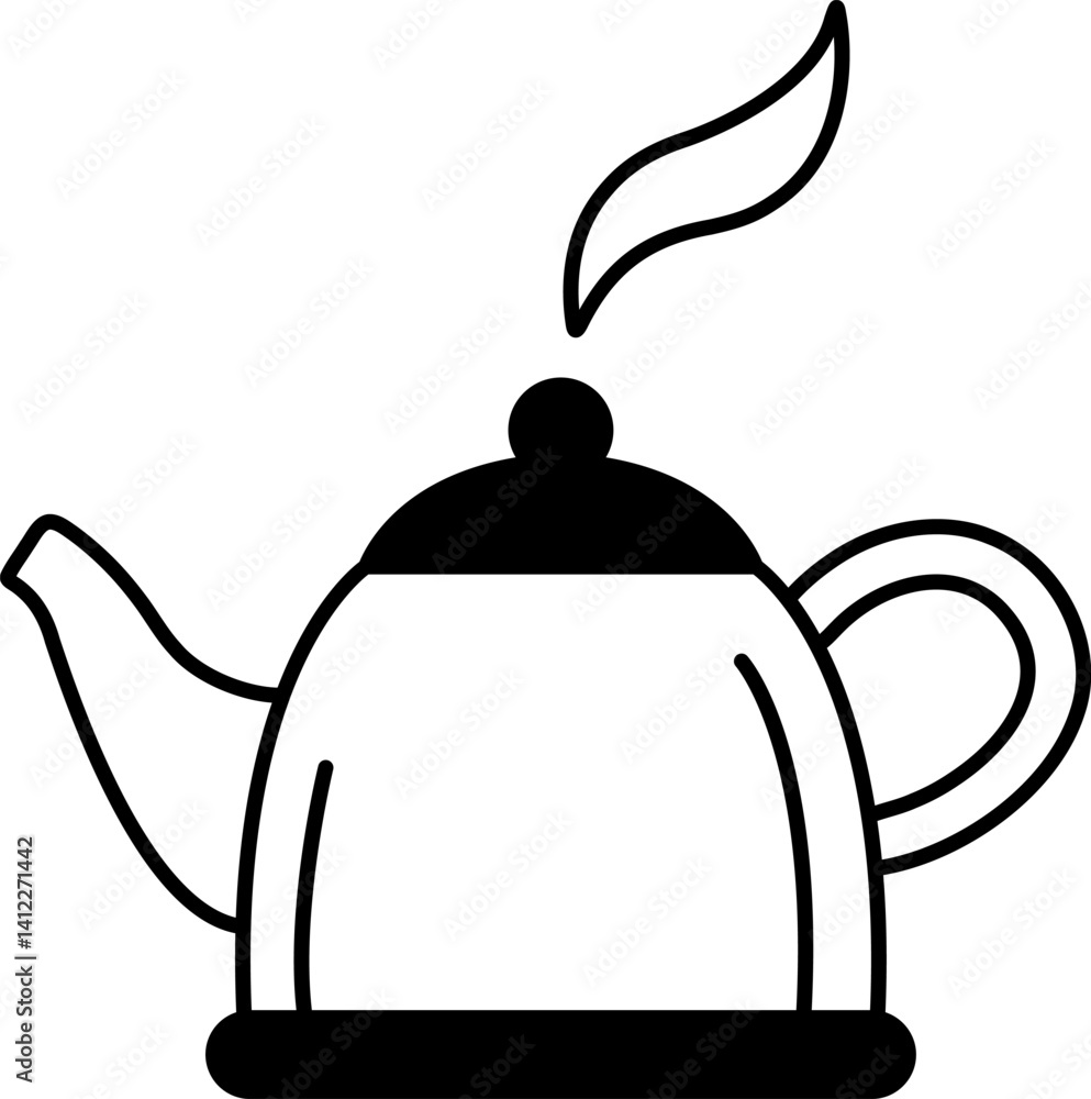 Obraz premium black and white icon of tea pot