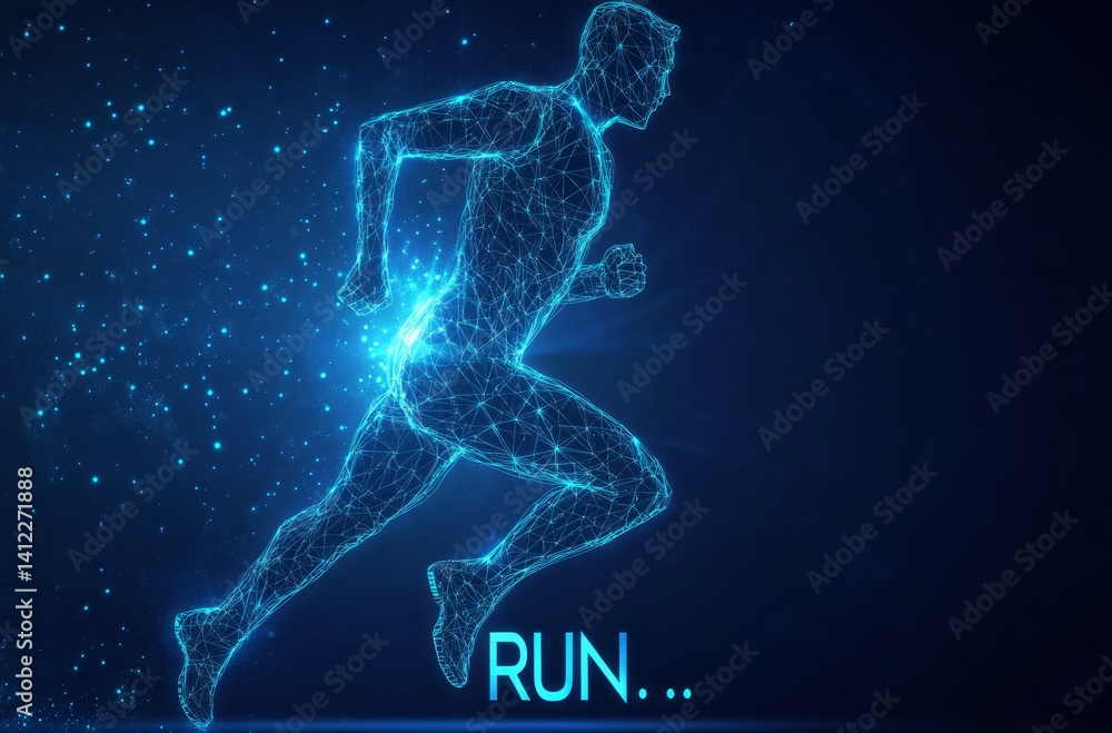 Abstract silhouette of a running man, Abstract silhouette of a running man,