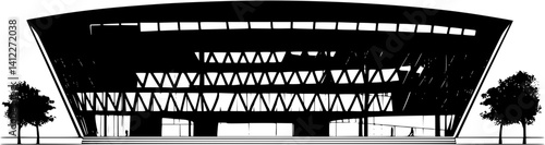 Silhouette of Modern style Sports arena design, Modern style Sports arena vector image