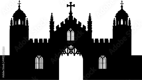 Silhouette of Tudor style Guildhall design, Tudor style Guildhall vector image