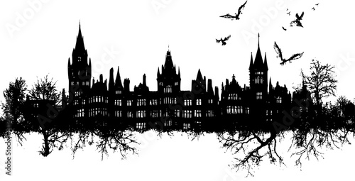 Silhouette of Victorian style Asylum design, Victorian style Asylum vector image
